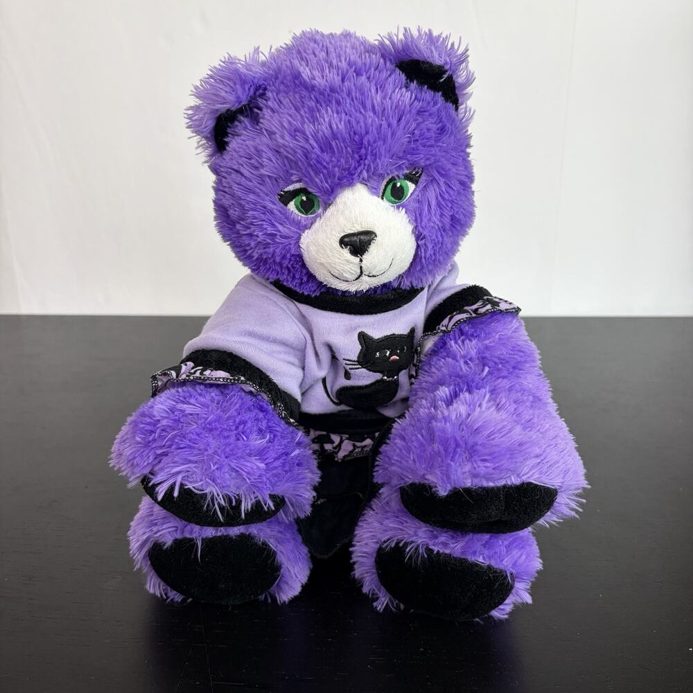Build a Bear Purple Kooky Spooky Kitty Cat Halloween Plush W/ Black Cat Outfit